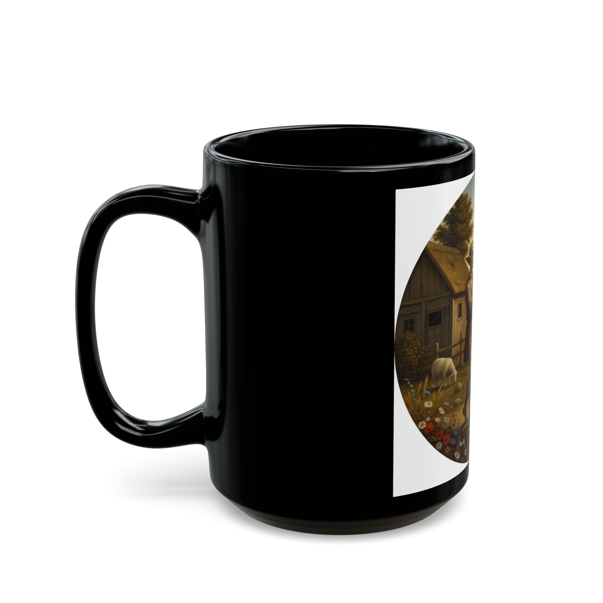 Alien Couple Dancing vintage pastoral scene Mug | Black ceramic