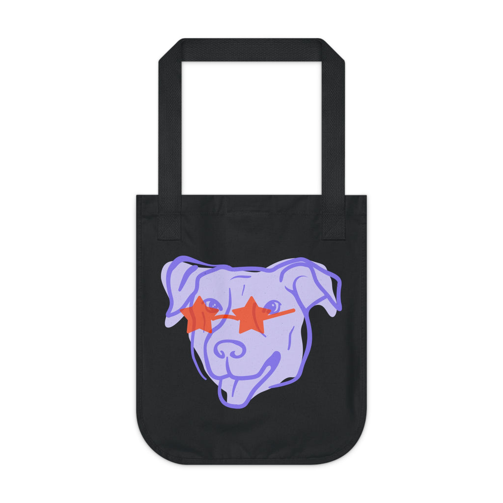 Star-Eyed Pup Canvas Tote — Organic Dog Lover Grocery Bag