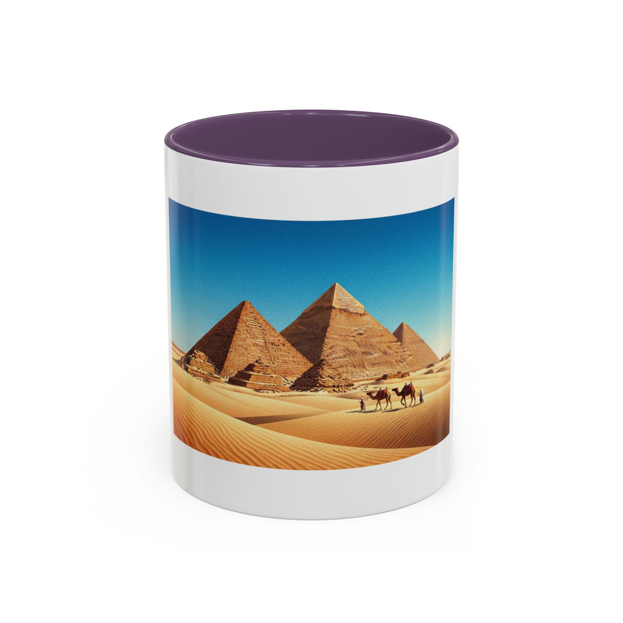 Egypt Pyramids Accent Coffee Mug — Desert Camel Travel Scene (11/15oz)