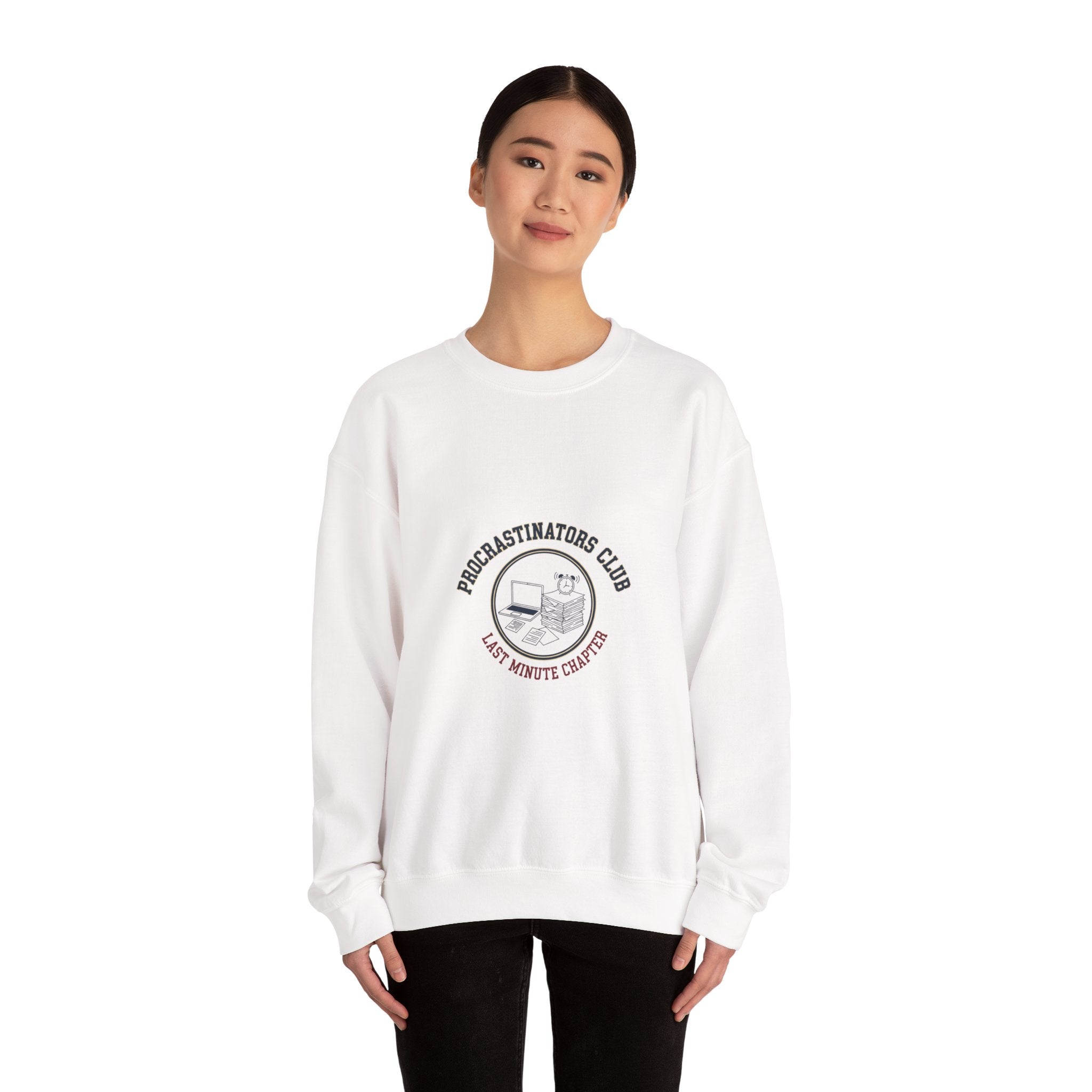 Procrastinators Club Sweatshirt | varsity style club shirt, ironic society merch