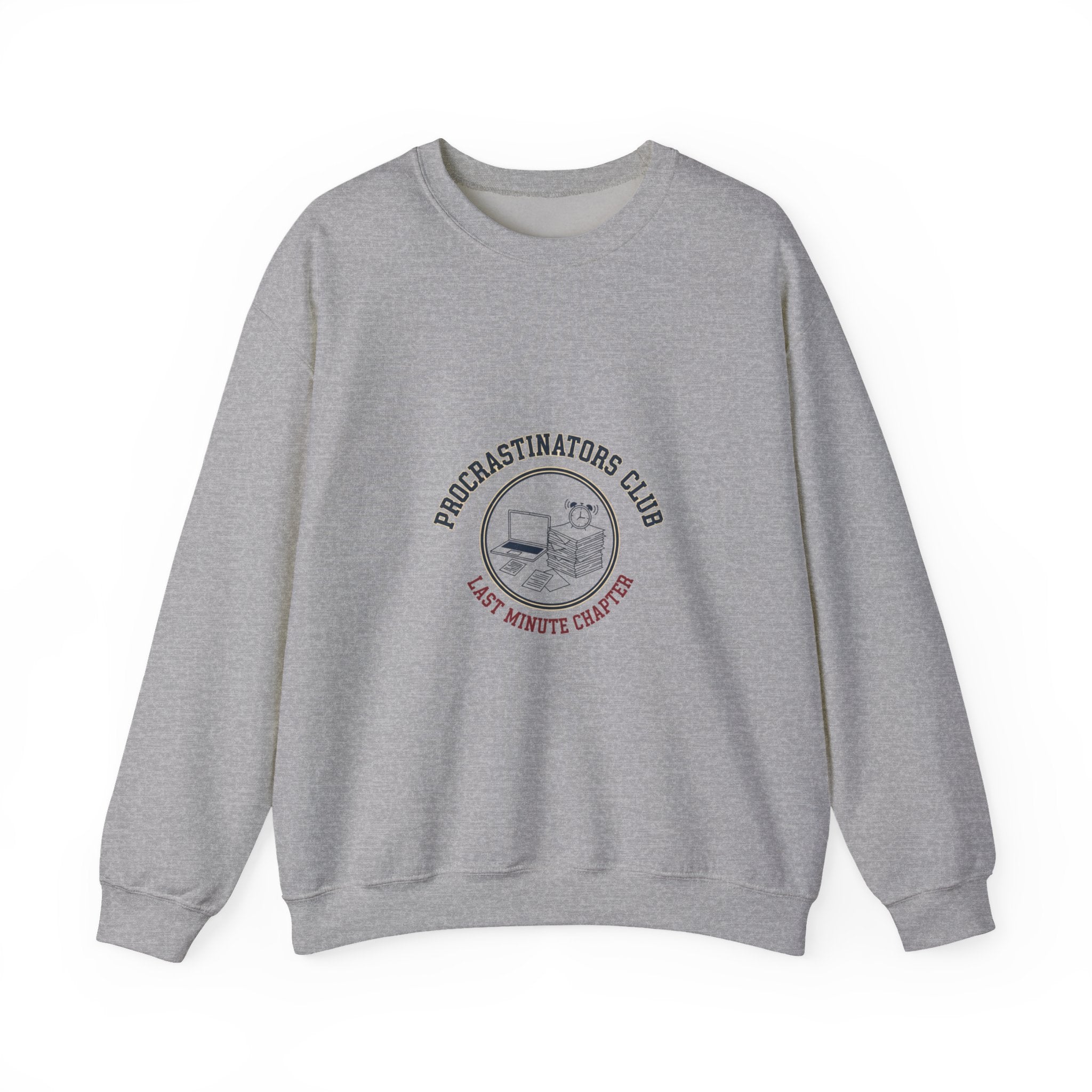 Procrastinators Club Sweatshirt | varsity style club shirt, ironic society merch