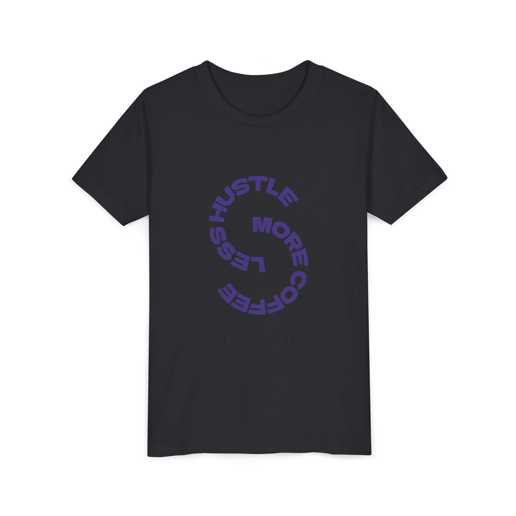 Progress Over Perfection Youth Tee | Less Hustle More Coffee design