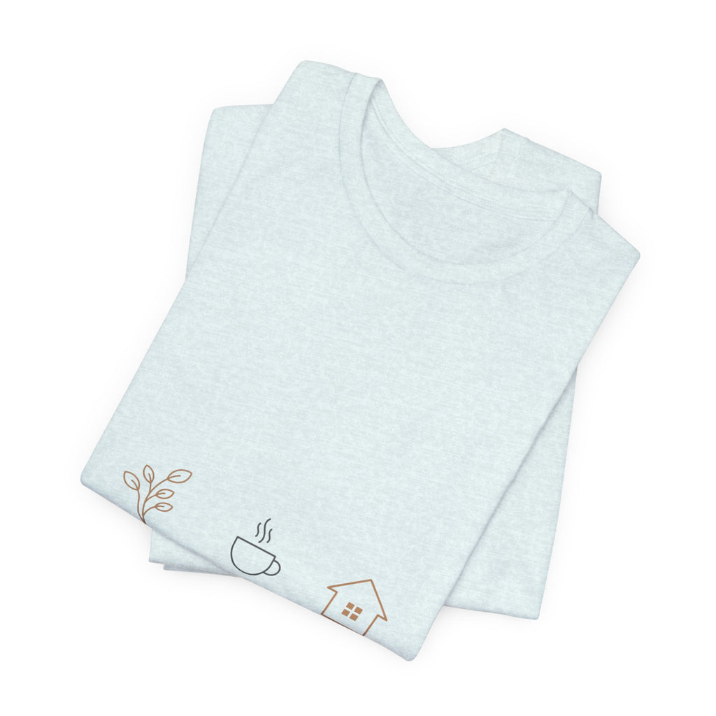Plant Coffee Home minimal one-line art T-Shirt | single continuous line illustration, Scandi line art