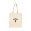 Hand-Drawn Botanical Vase Tote | folk art print, embroidery style design