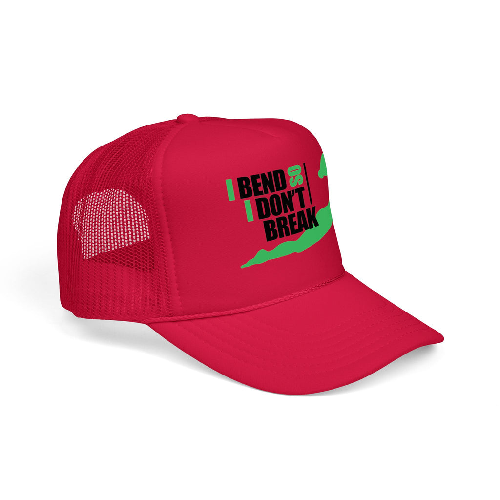 Bend Don’t Break Foam Trucker Hat – Yoga Stretch Mesh Cap