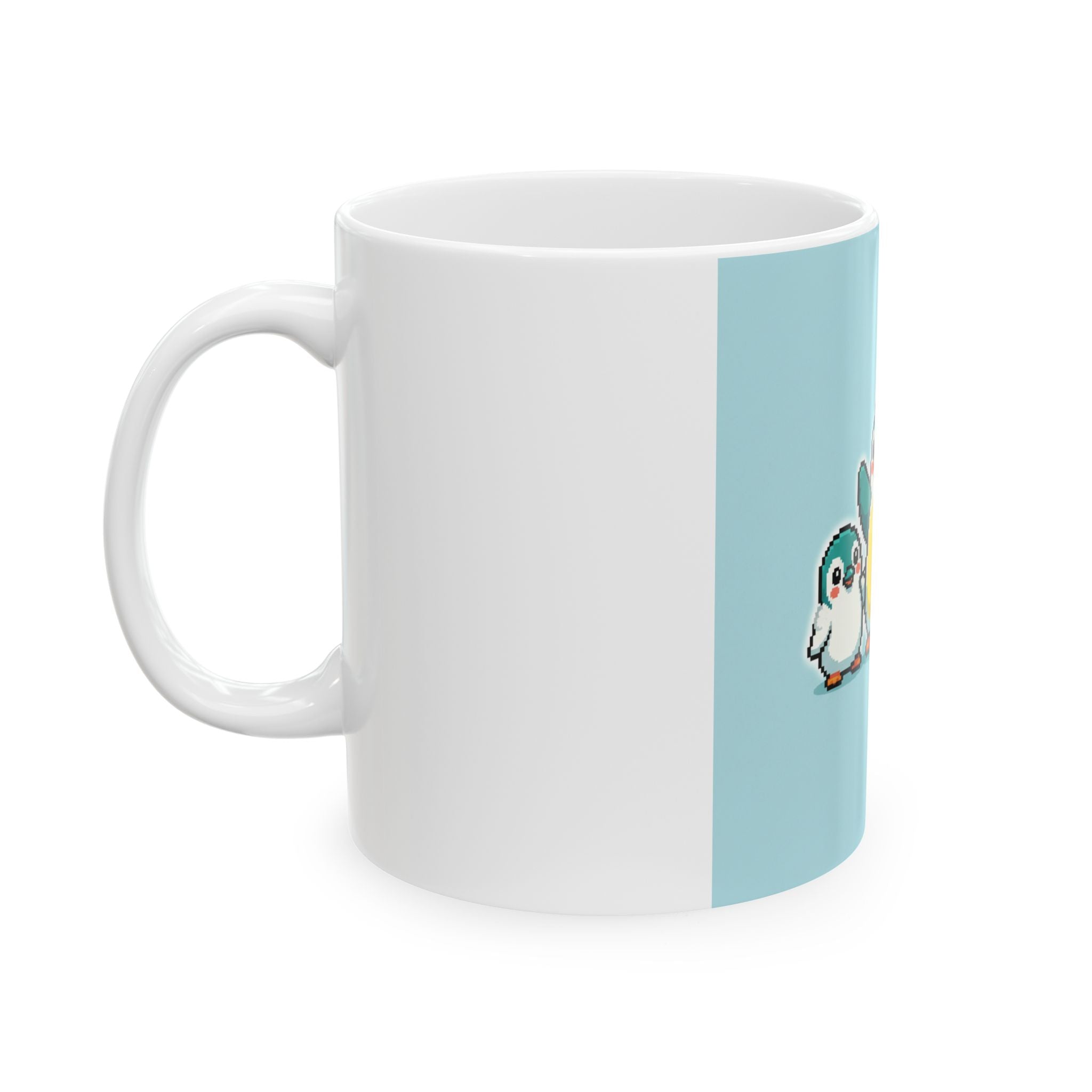 Cute Pixel Penguin Family Mug | Ceramic Coffee Cup