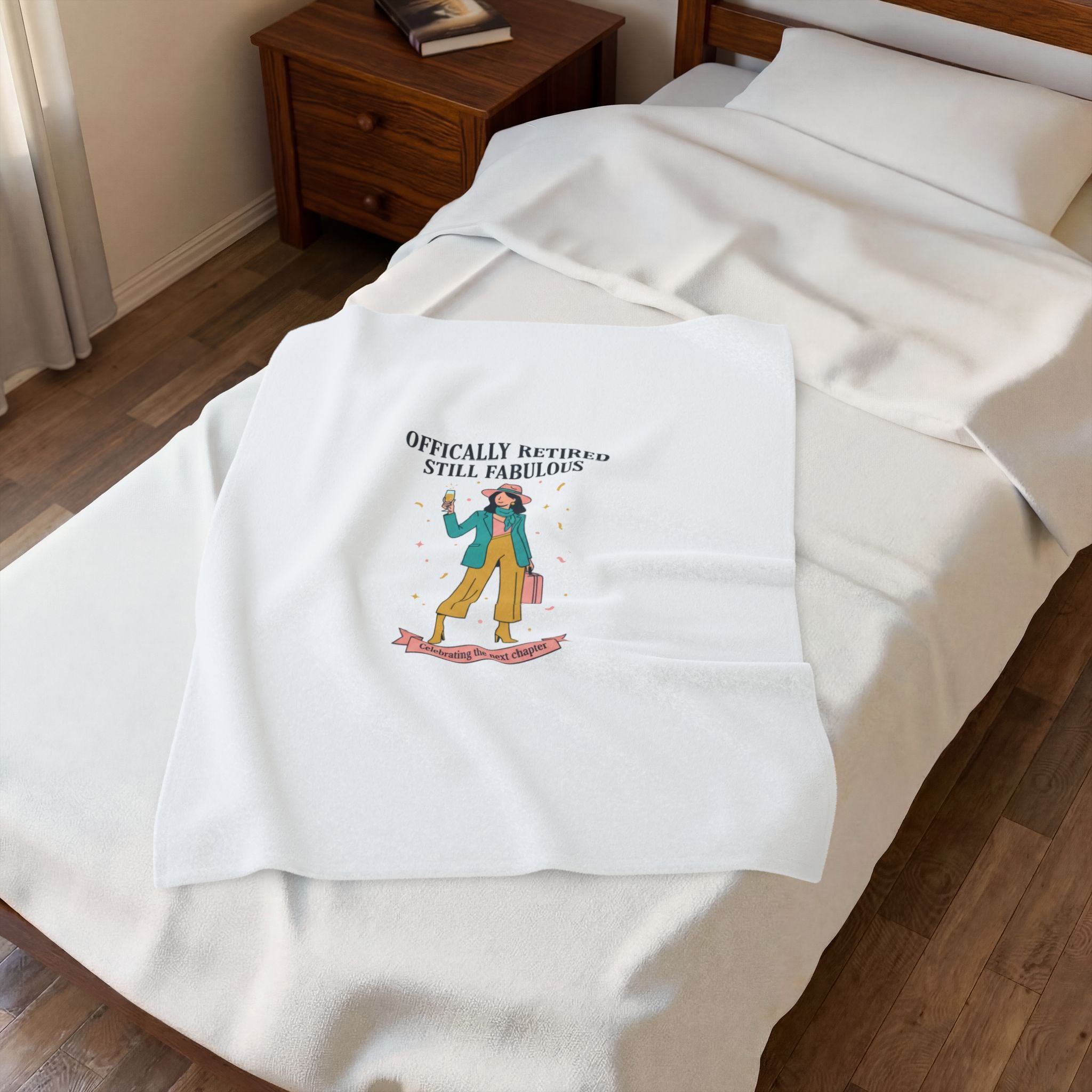 Officially Retired Still Fabulous Velveteen Plush Blanket | retirement gifts for women, personalized retirement gifts