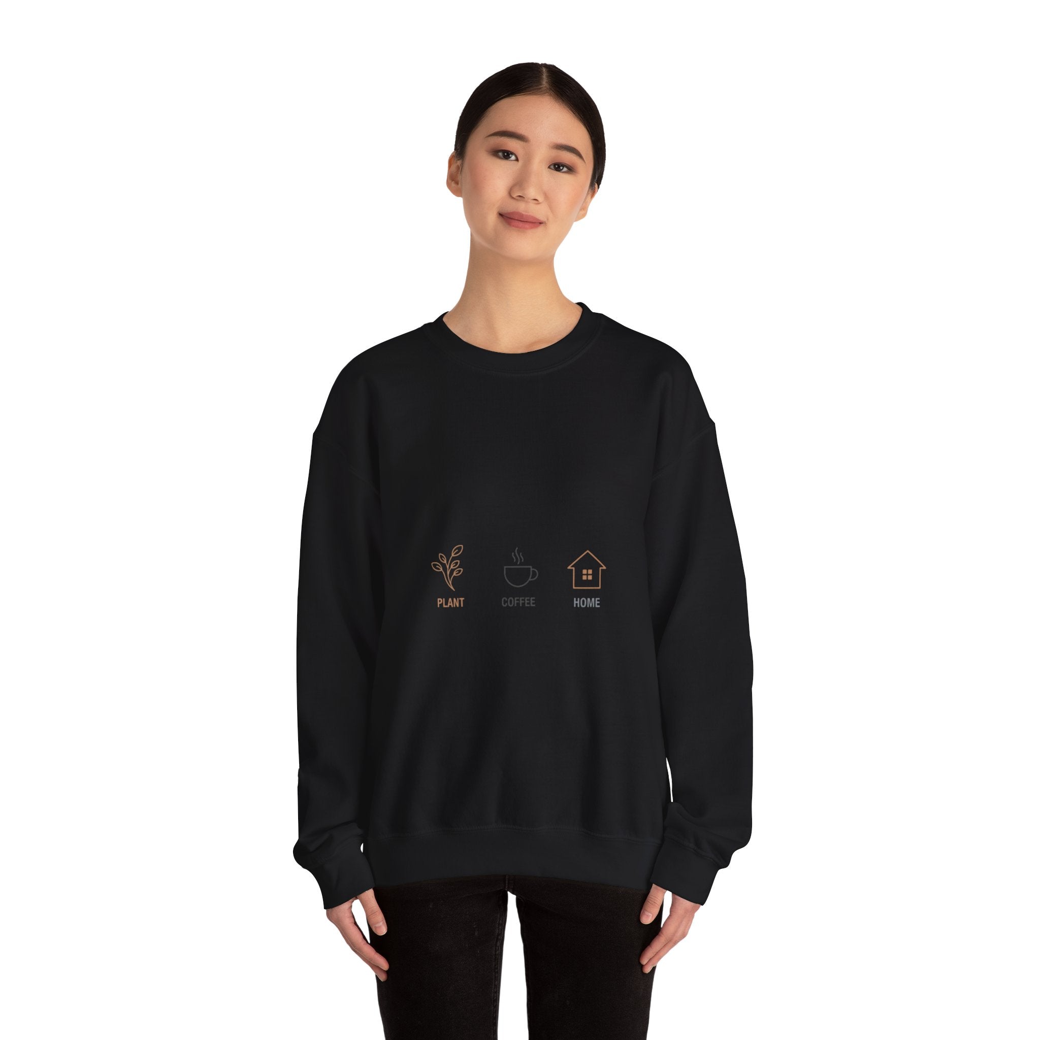 Plant Coffee Home sweatshirt | minimal one-line art, scandi line icon