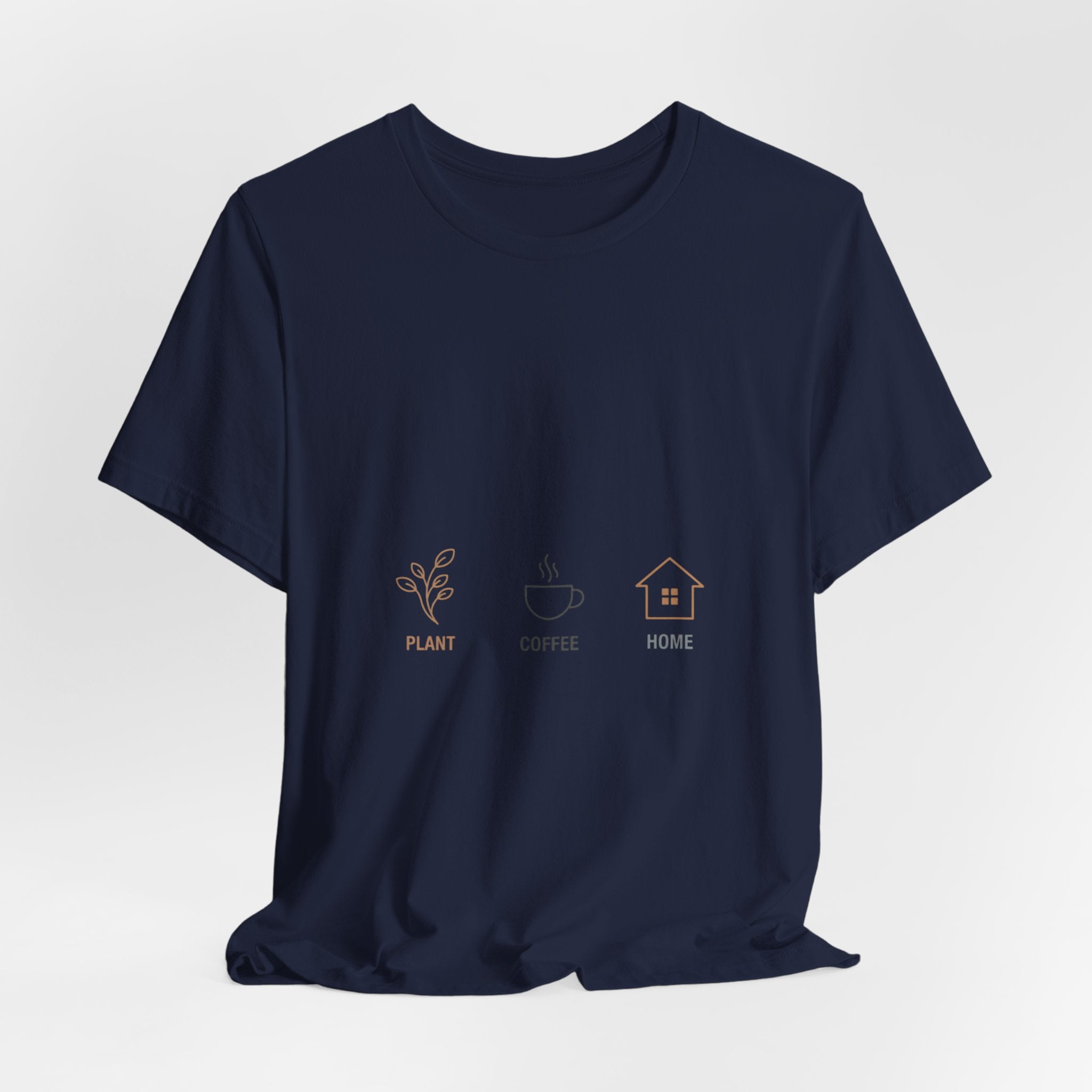 Plant Coffee Home minimal one-line art T-Shirt | single continuous line illustration, Scandi line art