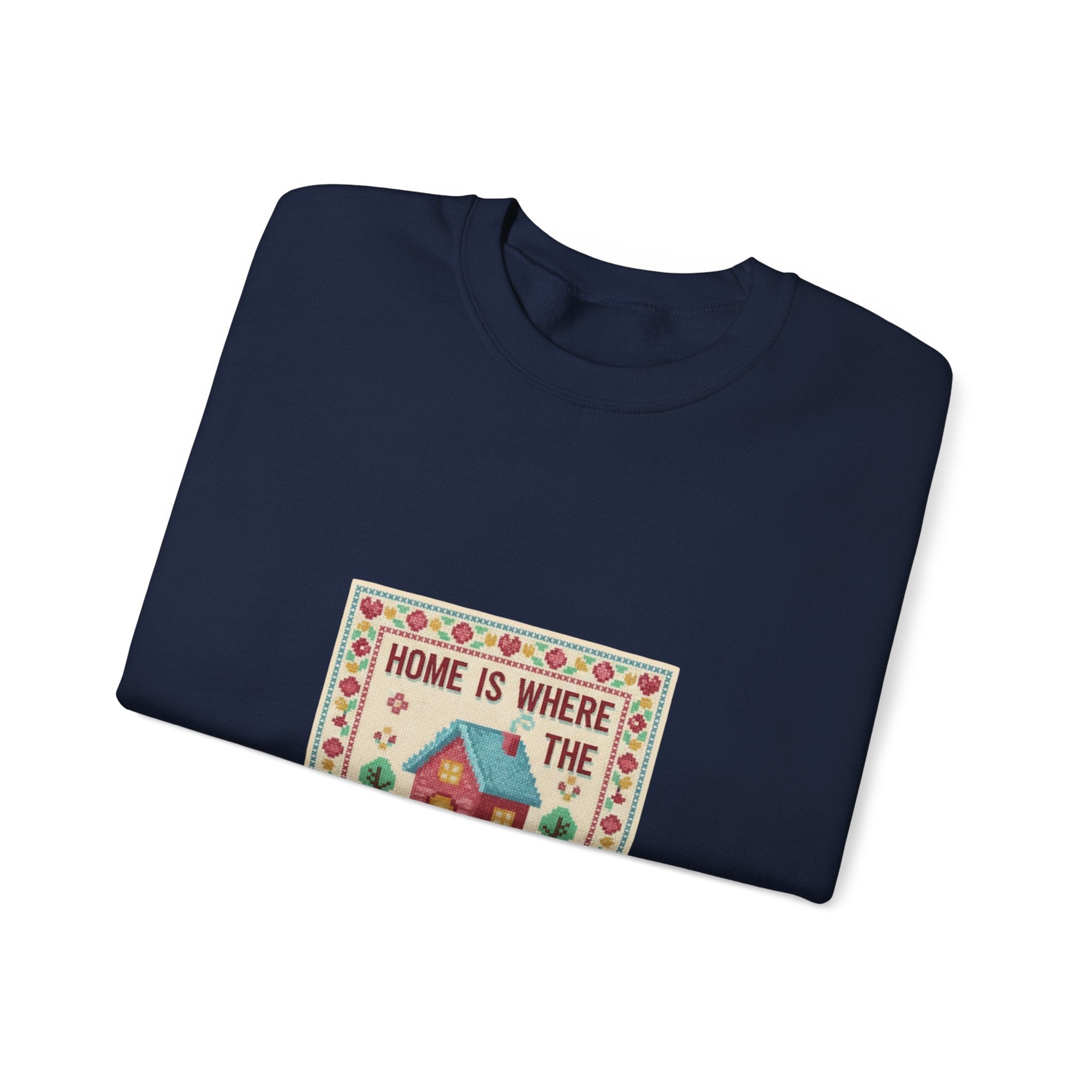 Home Is Where The People Aren't Sweatshirt | ironic embroidery, grandma chic