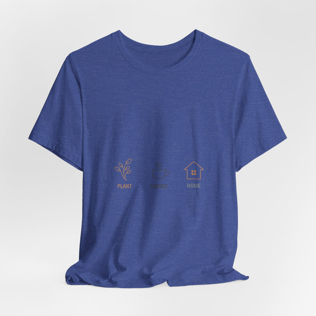 Plant Coffee Home minimal one-line art T-Shirt | single continuous line illustration, Scandi line art