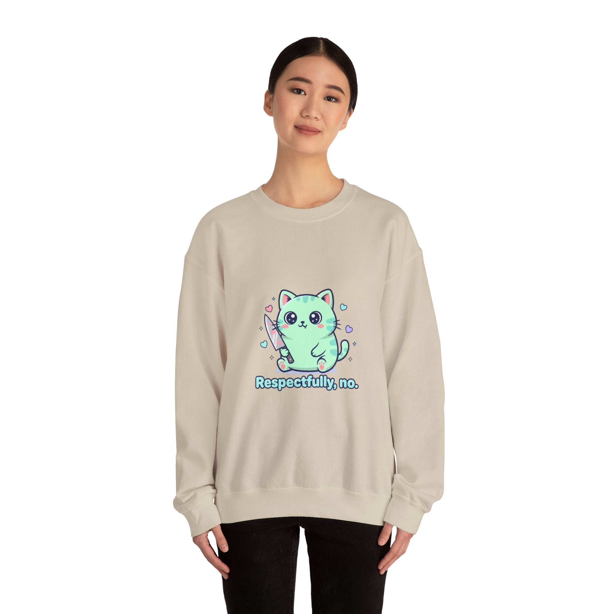 Respectfully No Cat sweatshirt | kawaii threat, pastel cute menacing