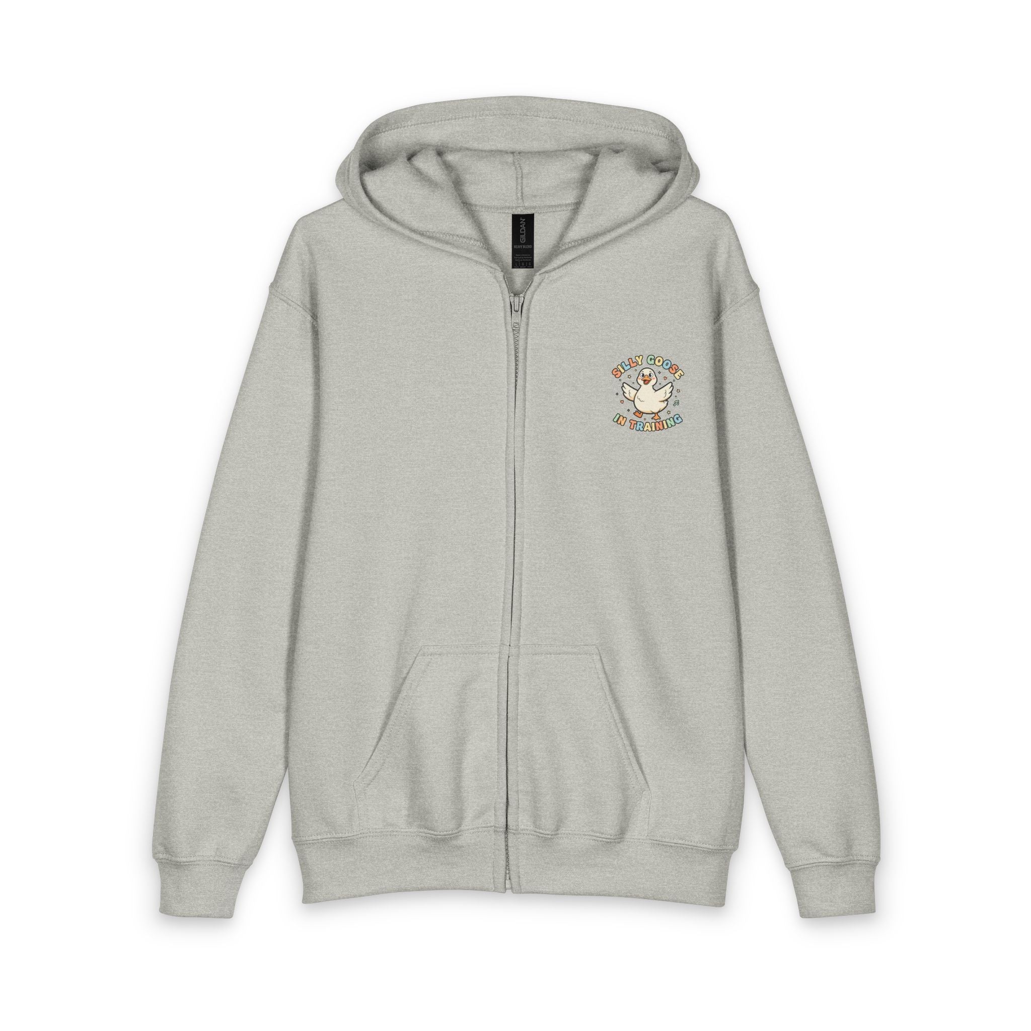 Silly Goose in Training Hoodie | Cute Cartoon Goose Kids Zip-Up