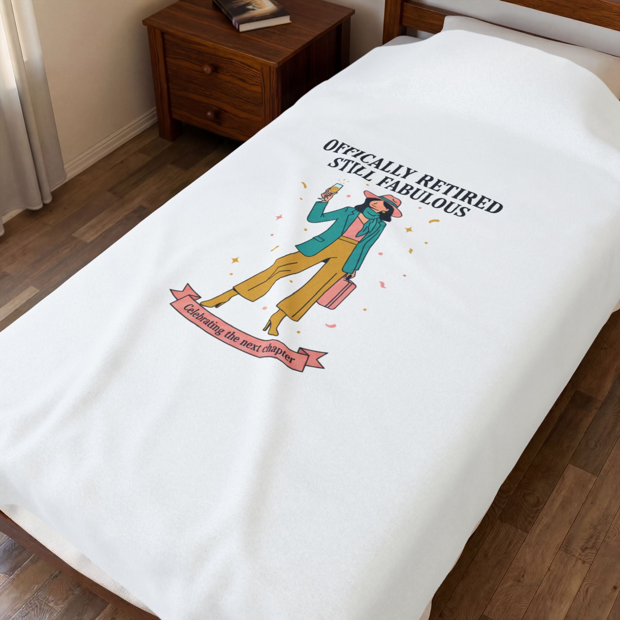 Officially Retired Still Fabulous Velveteen Plush Blanket | retirement gifts for women, personalized retirement gifts