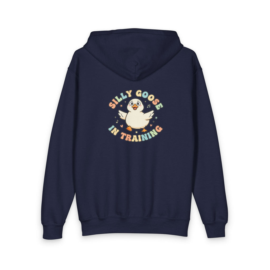 Silly Goose in Training Hoodie | Cute Cartoon Goose Kids Zip-Up