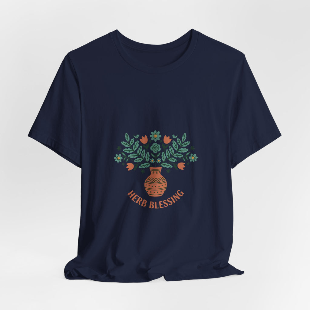 Herb Blessing Tee | Hand-Drawn Folk Botanical, embroidery style design