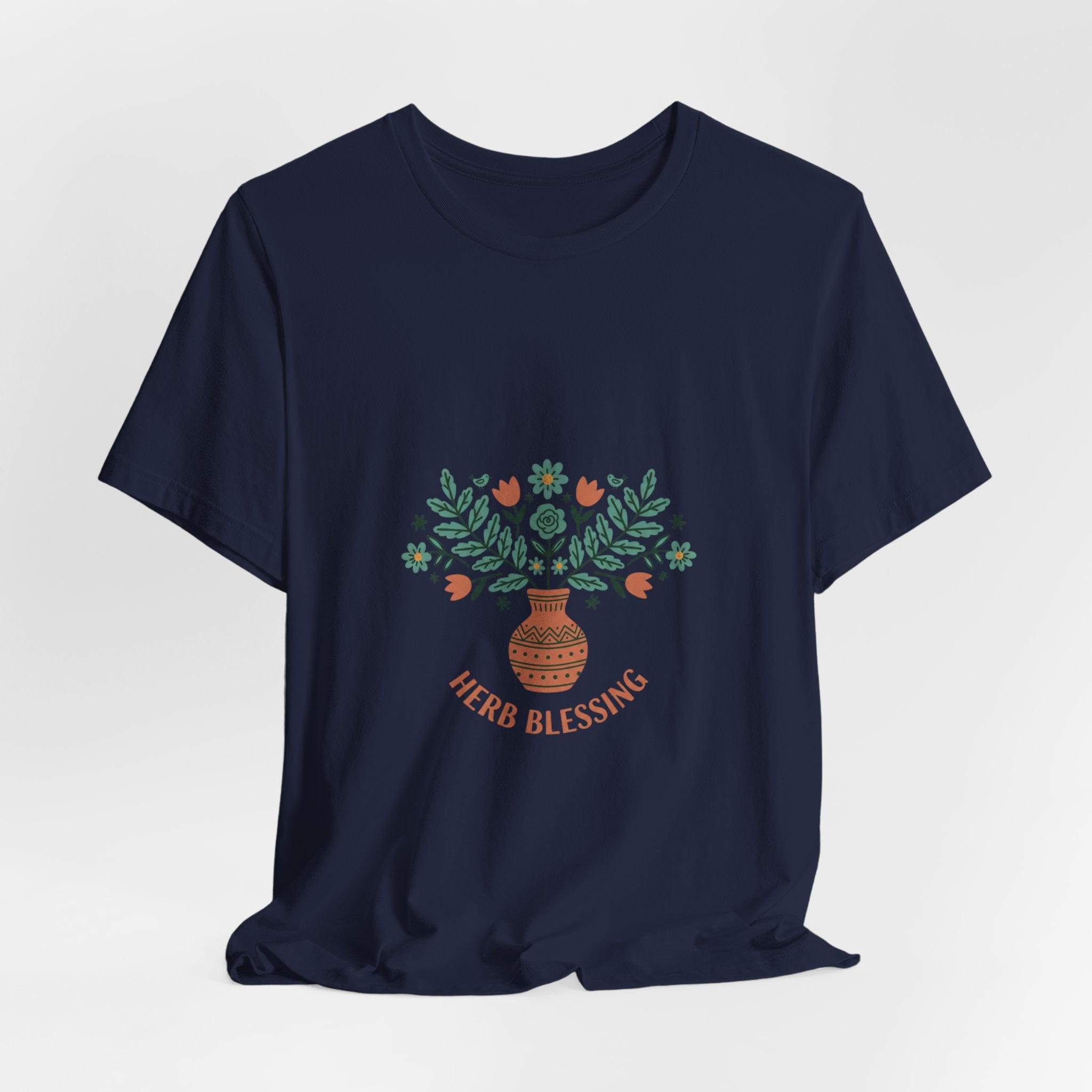 Herb Blessing Tee | Hand-Drawn Folk Botanical, embroidery style design