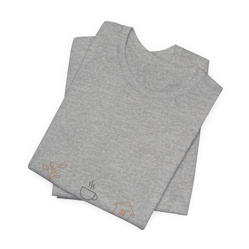 Plant Coffee Home minimal one-line art T-Shirt | single continuous line illustration, Scandi line art