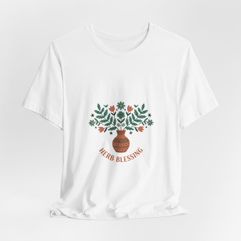 Herb Blessing Tee | Hand-Drawn Folk Botanical, embroidery style design
