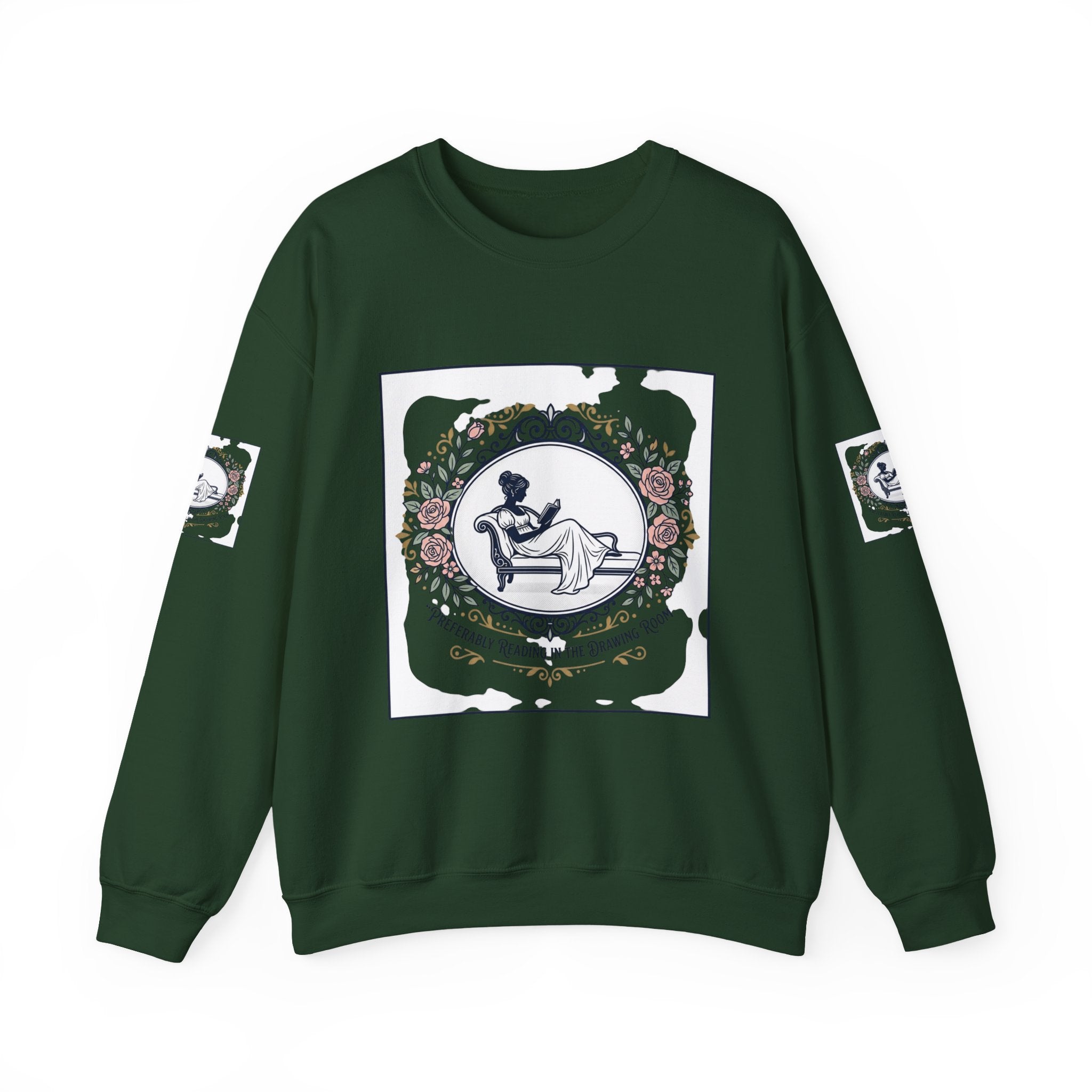 Bluza Damska z Nadrukiem | Czytająca Kobieta | Vintage Kwiatowy Medalion