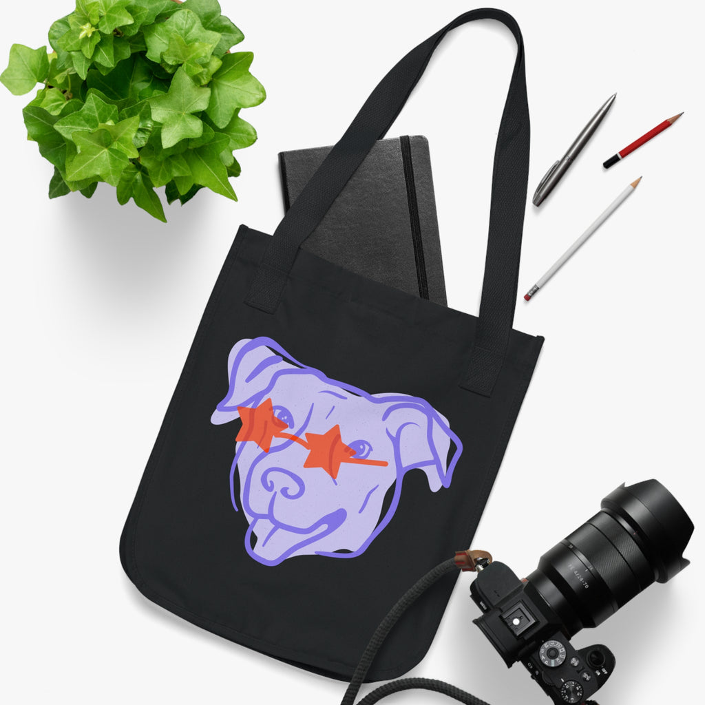 Star-Eyed Pup Canvas Tote — Organic Dog Lover Grocery Bag