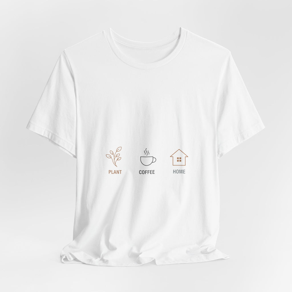 Plant Coffee Home minimal one-line art T-Shirt | single continuous line illustration, Scandi line art