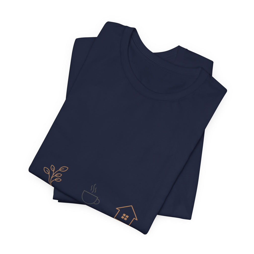Plant Coffee Home minimal one-line art T-Shirt | single continuous line illustration, Scandi line art
