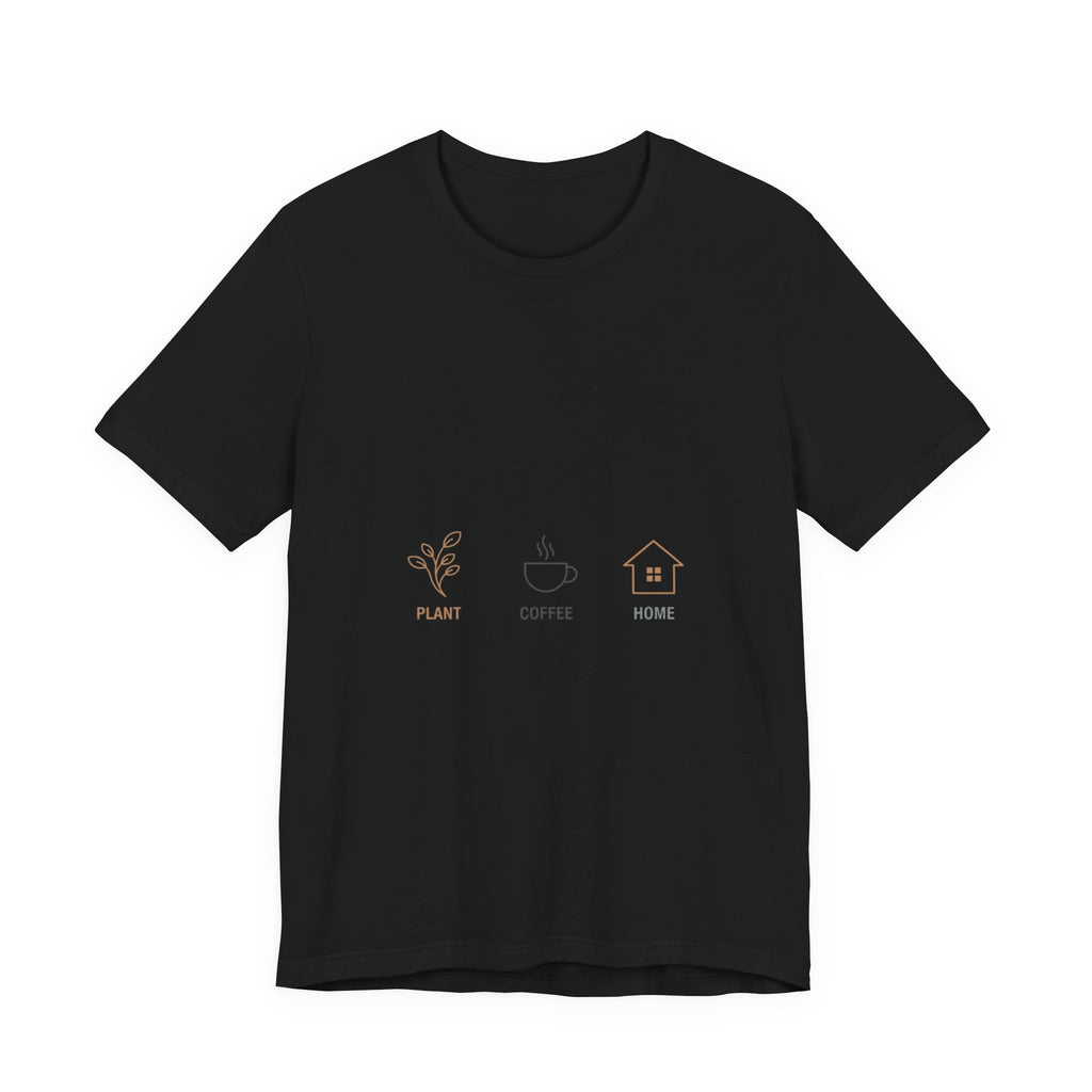 Plant Coffee Home minimal one-line art T-Shirt | single continuous line illustration, Scandi line art