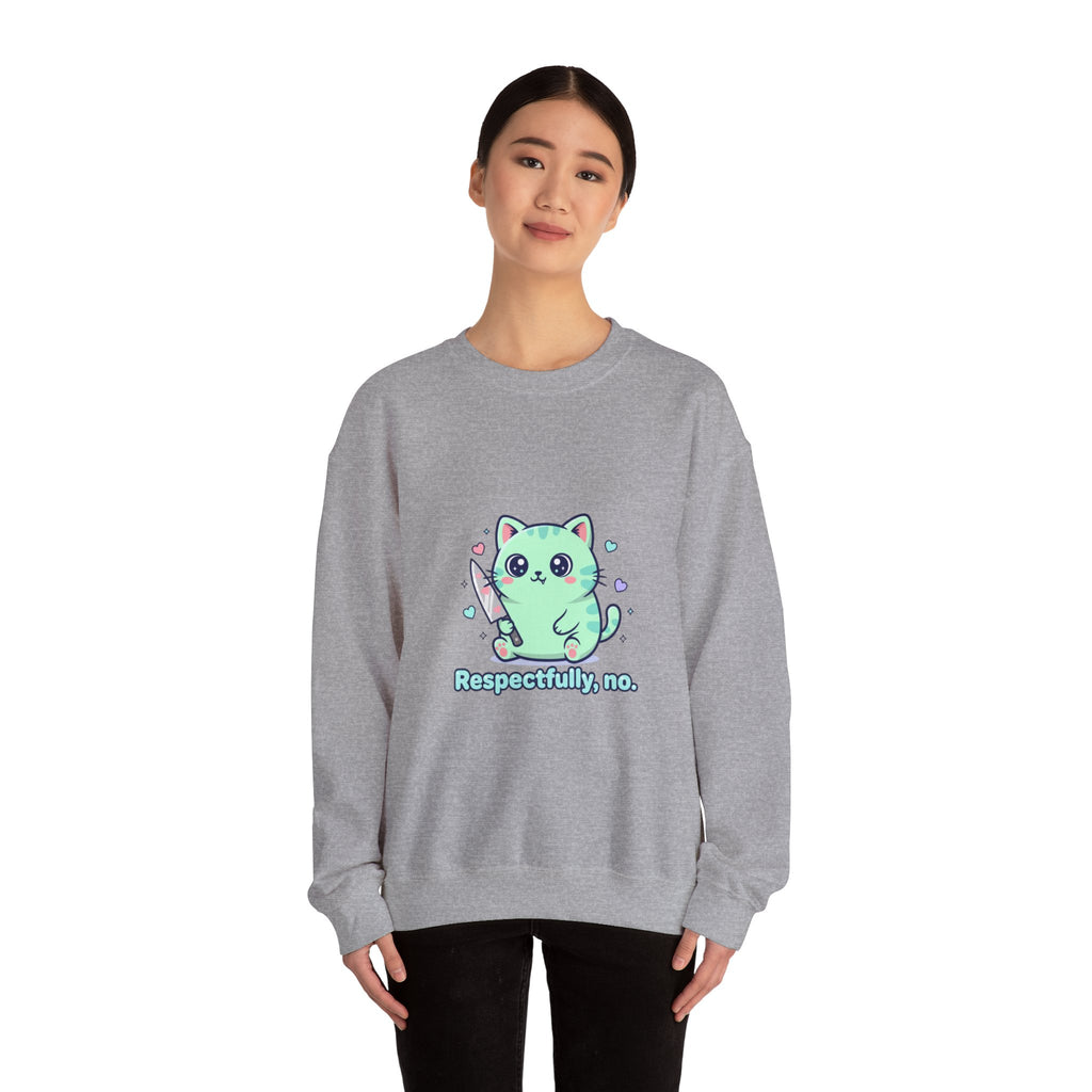 Respectfully No Cat sweatshirt | kawaii threat, pastel cute menacing