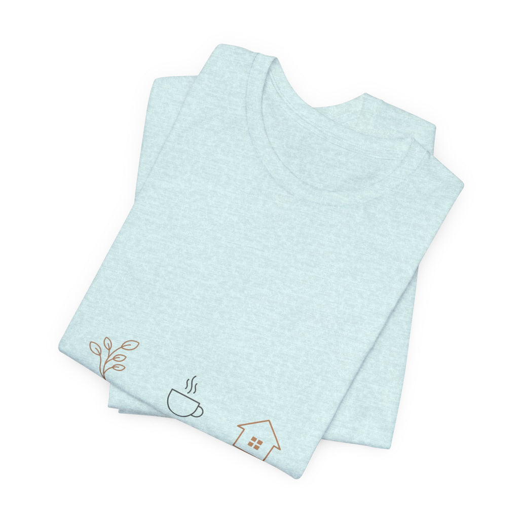 Plant Coffee Home minimal one-line art T-Shirt | single continuous line illustration, Scandi line art