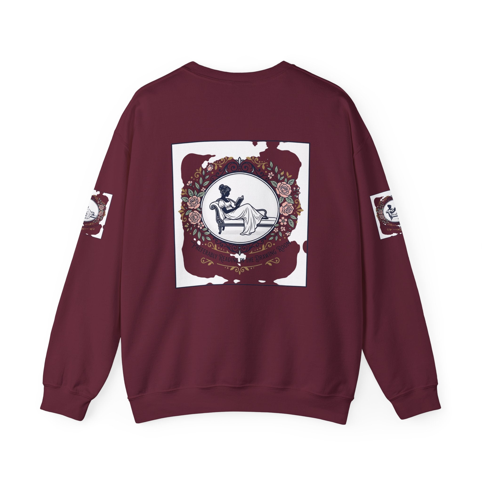 Bluza Damska z Nadrukiem | Czytająca Kobieta | Vintage Kwiatowy Medalion