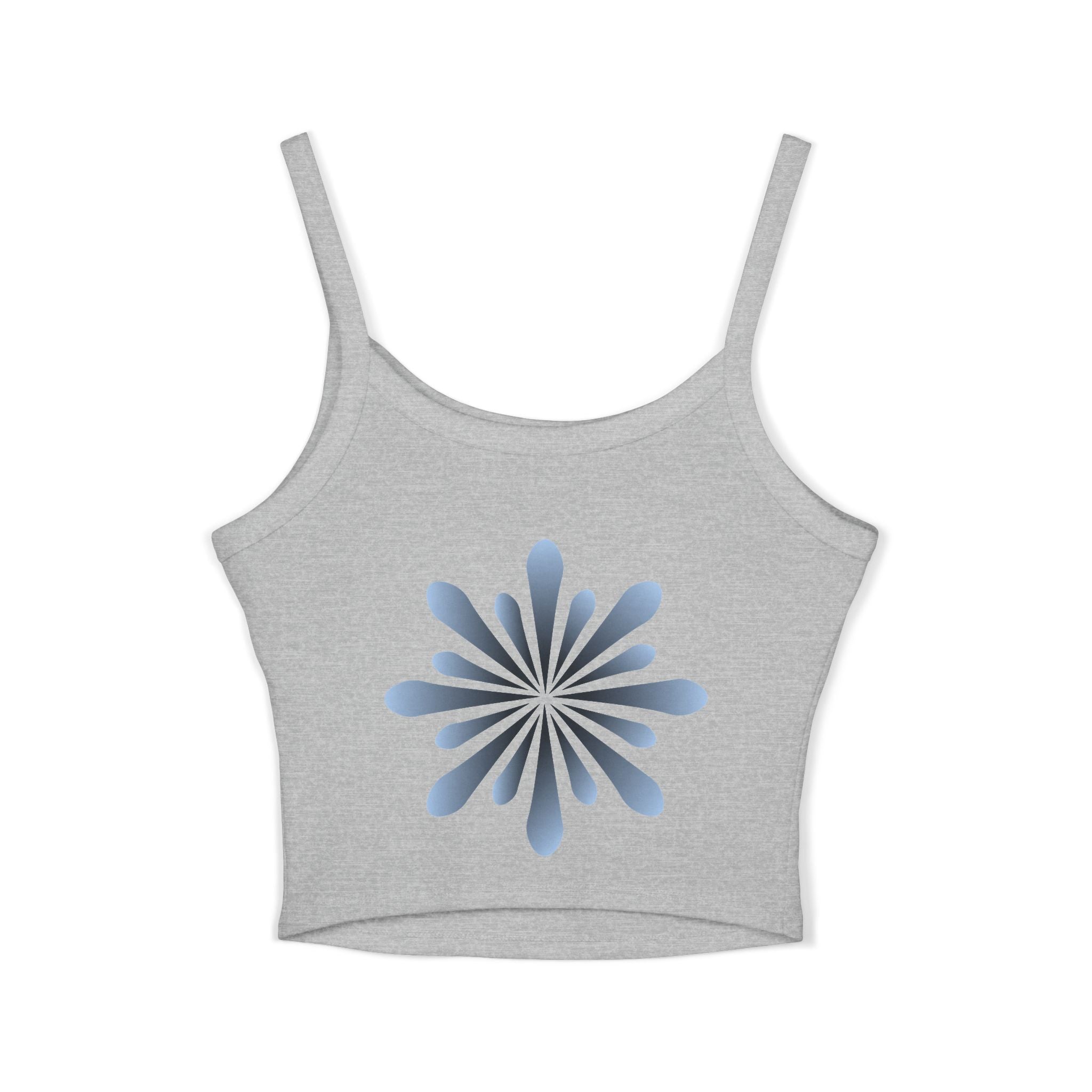 Floral Spiral Crop Tank — Blue Petal Sunburst Spaghetti Strap Tank Top