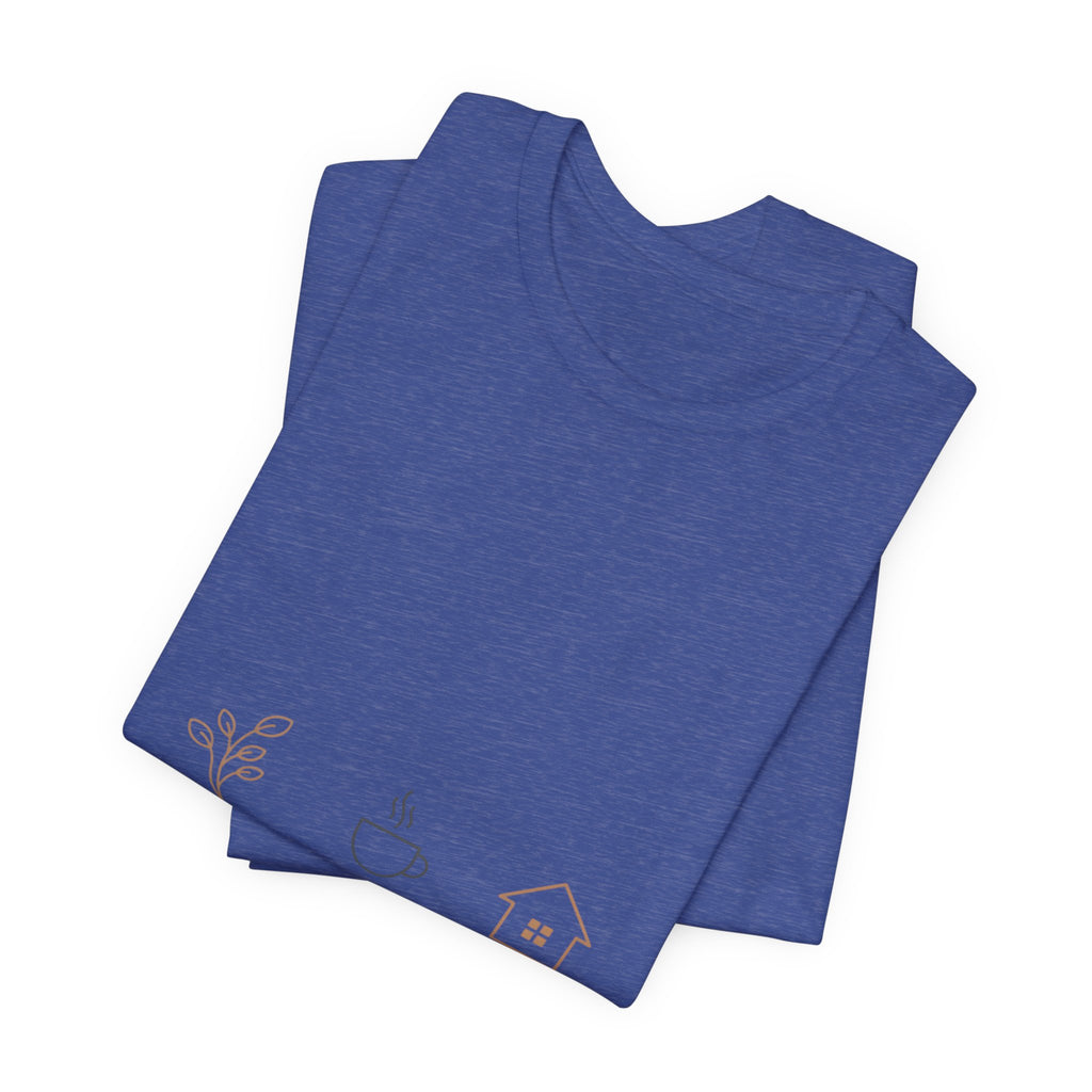 Plant Coffee Home minimal one-line art T-Shirt | single continuous line illustration, Scandi line art
