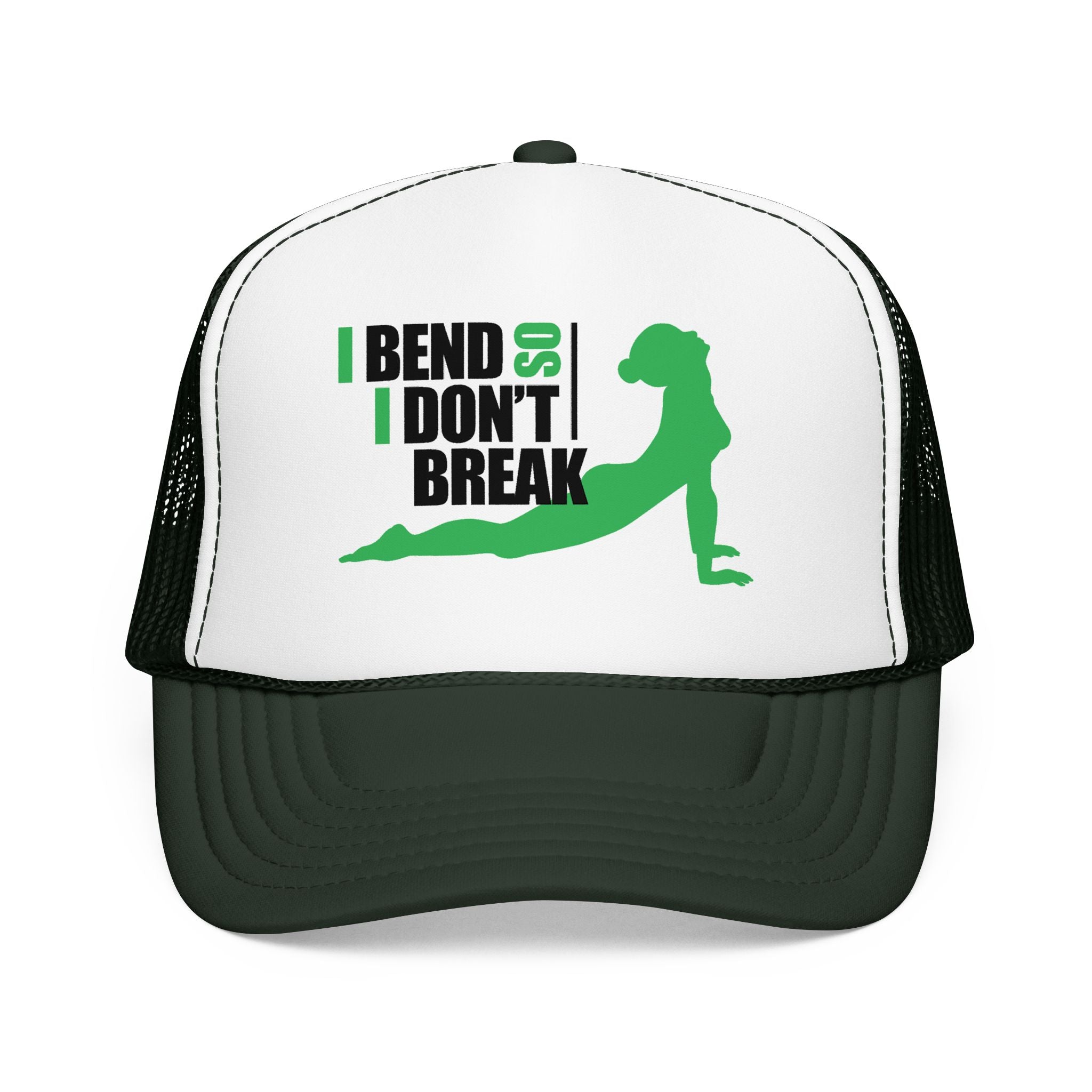 Bend Don’t Break Foam Trucker Hat – Yoga Stretch Mesh Cap