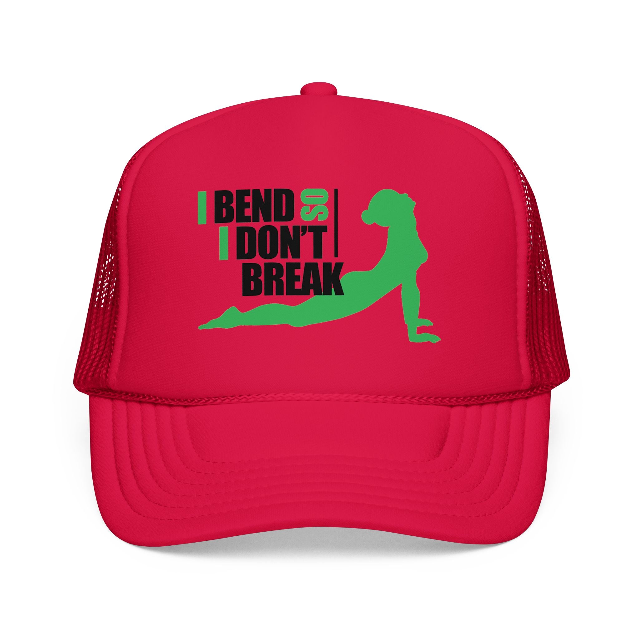 Bend Don’t Break Foam Trucker Hat – Yoga Stretch Mesh Cap