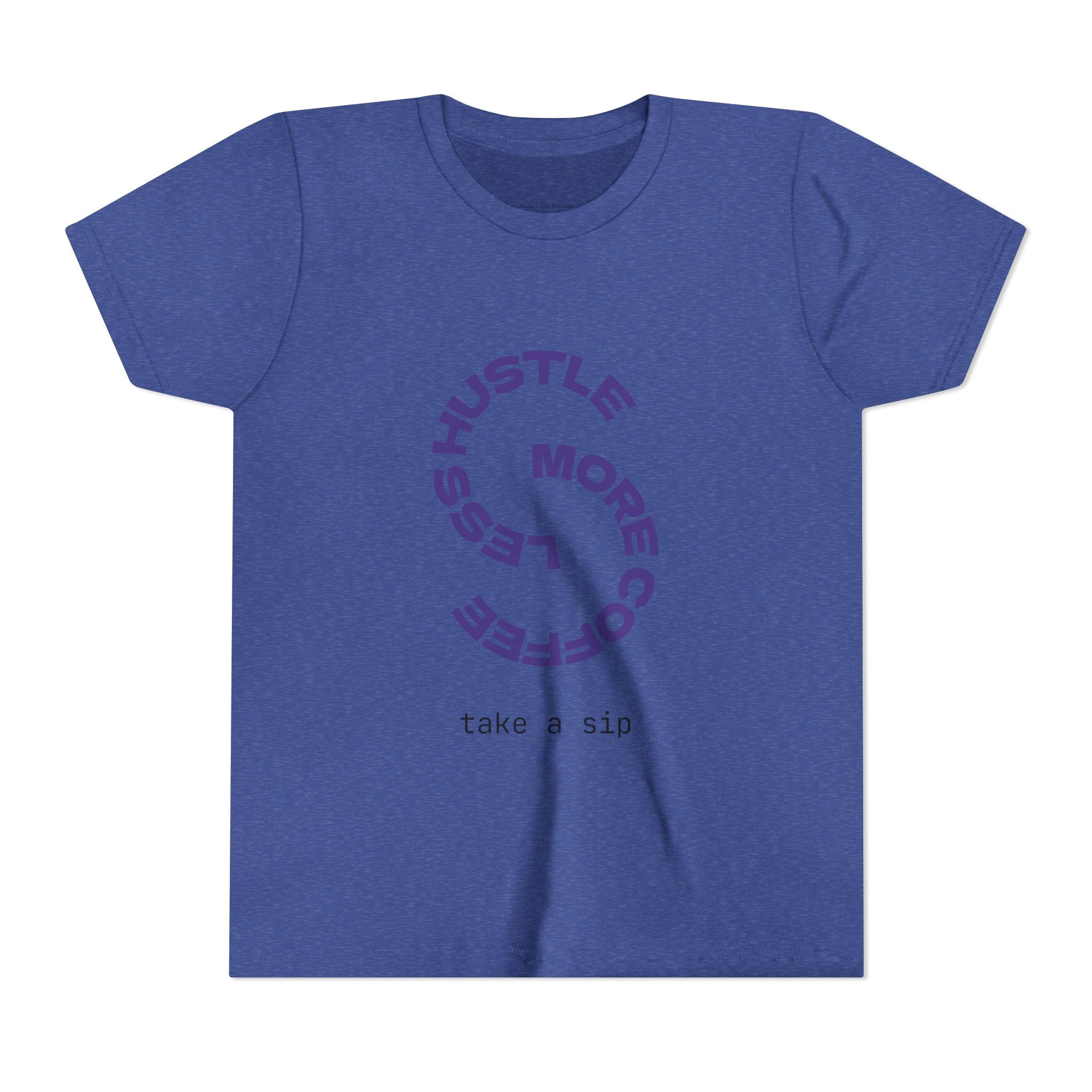 Progress Over Perfection Youth Tee | Less Hustle More Coffee design