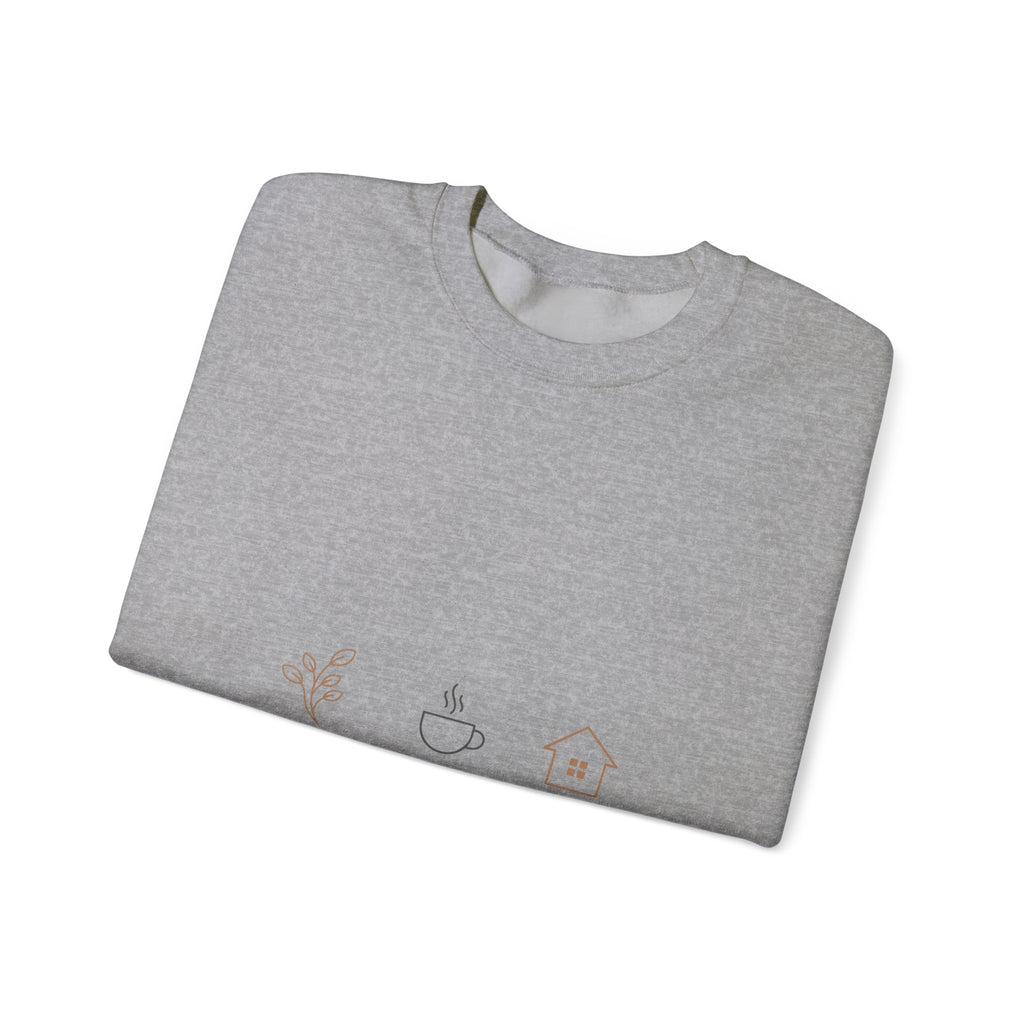 Plant Coffee Home sweatshirt | minimal one-line art, scandi line icon