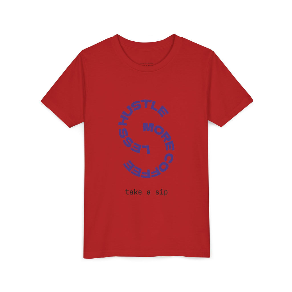 Progress Over Perfection Youth Tee | Less Hustle More Coffee design
