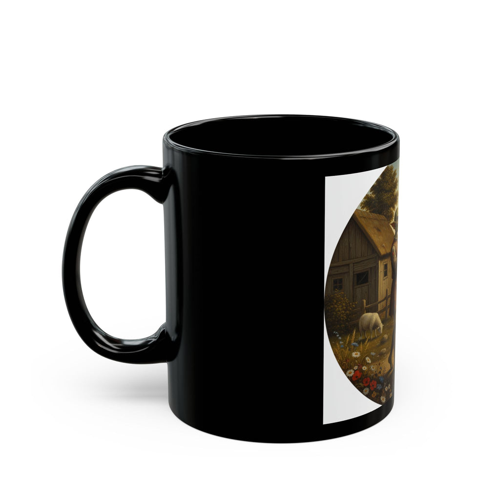 Alien Couple Dancing vintage pastoral scene Mug | Black ceramic