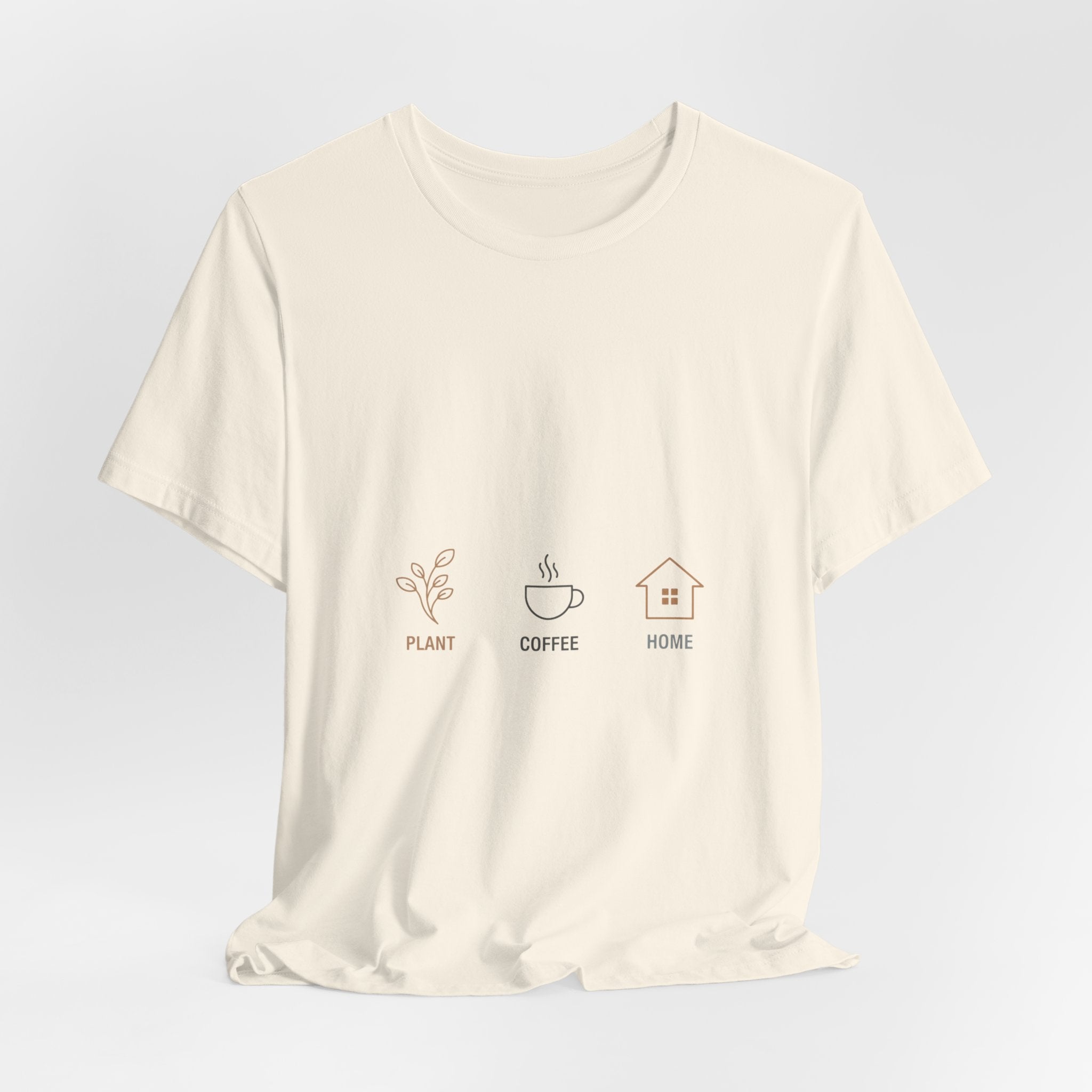 Plant Coffee Home minimal one-line art T-Shirt | single continuous line illustration, Scandi line art
