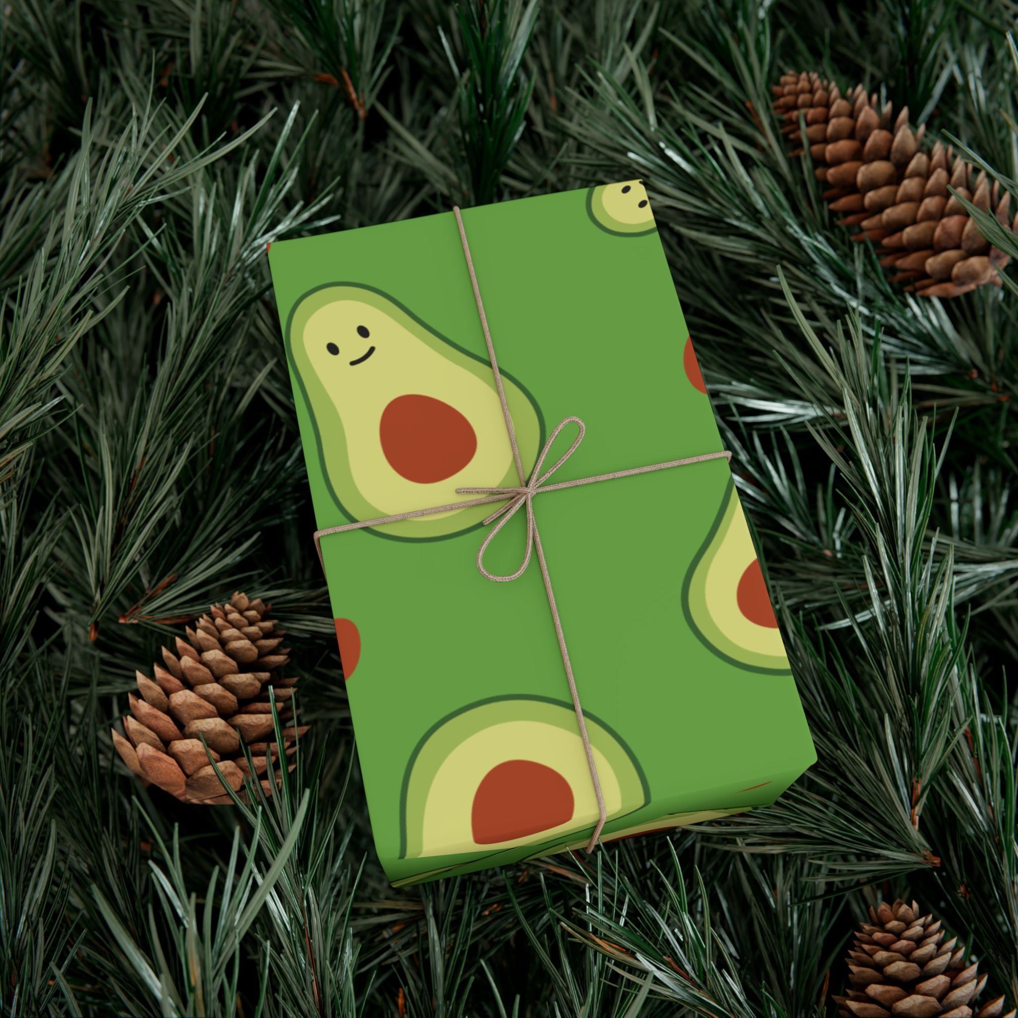 Smiling Avocado Pattern Gift Wrap Paper | Avocado Wrapping Paper