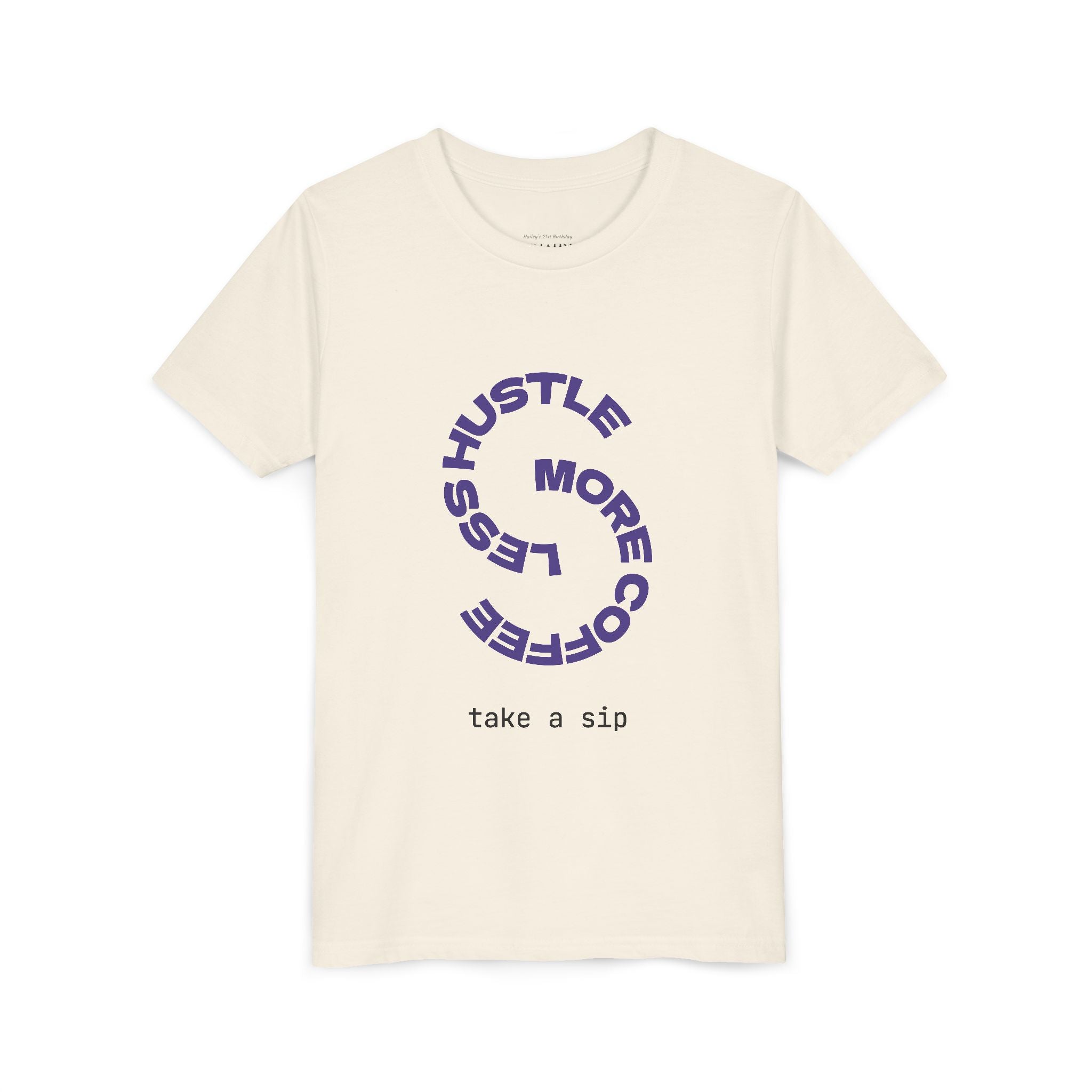 Progress Over Perfection Youth Tee | Less Hustle More Coffee design