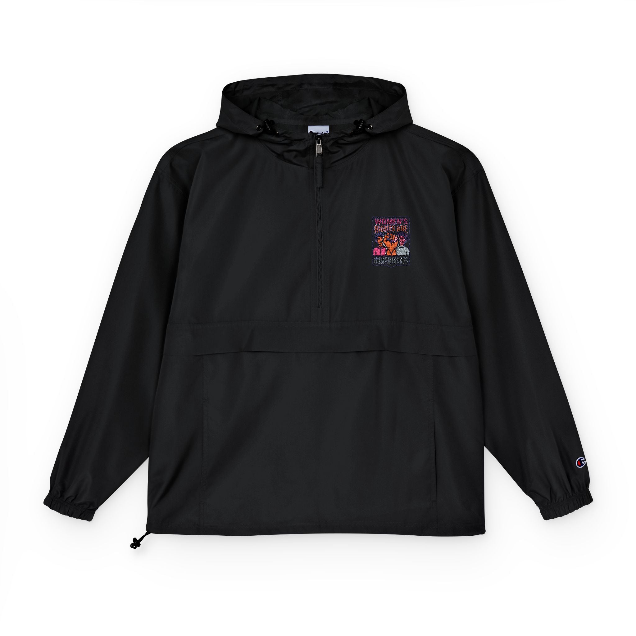 Minimal Logo Anorak Jacket | Black Packable Windbreaker