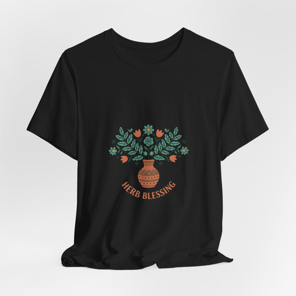 Herb Blessing Tee | Hand-Drawn Folk Botanical, embroidery style design