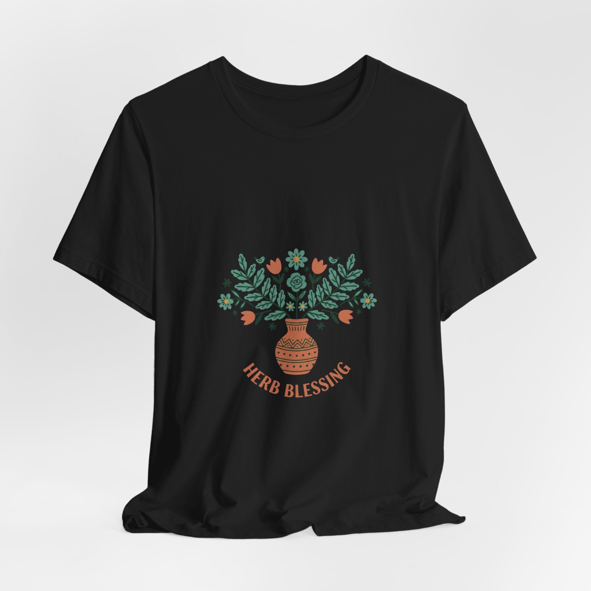 Herb Blessing Tee | Hand-Drawn Folk Botanical, embroidery style design