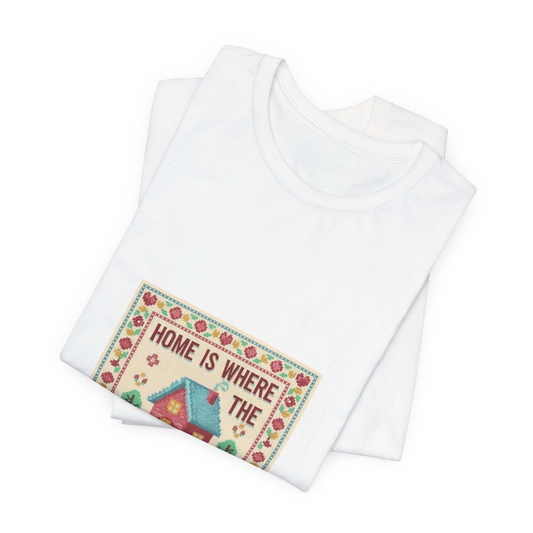 Home Is Where The People Aren't Tee | ironic embroidery, cross stitch meme