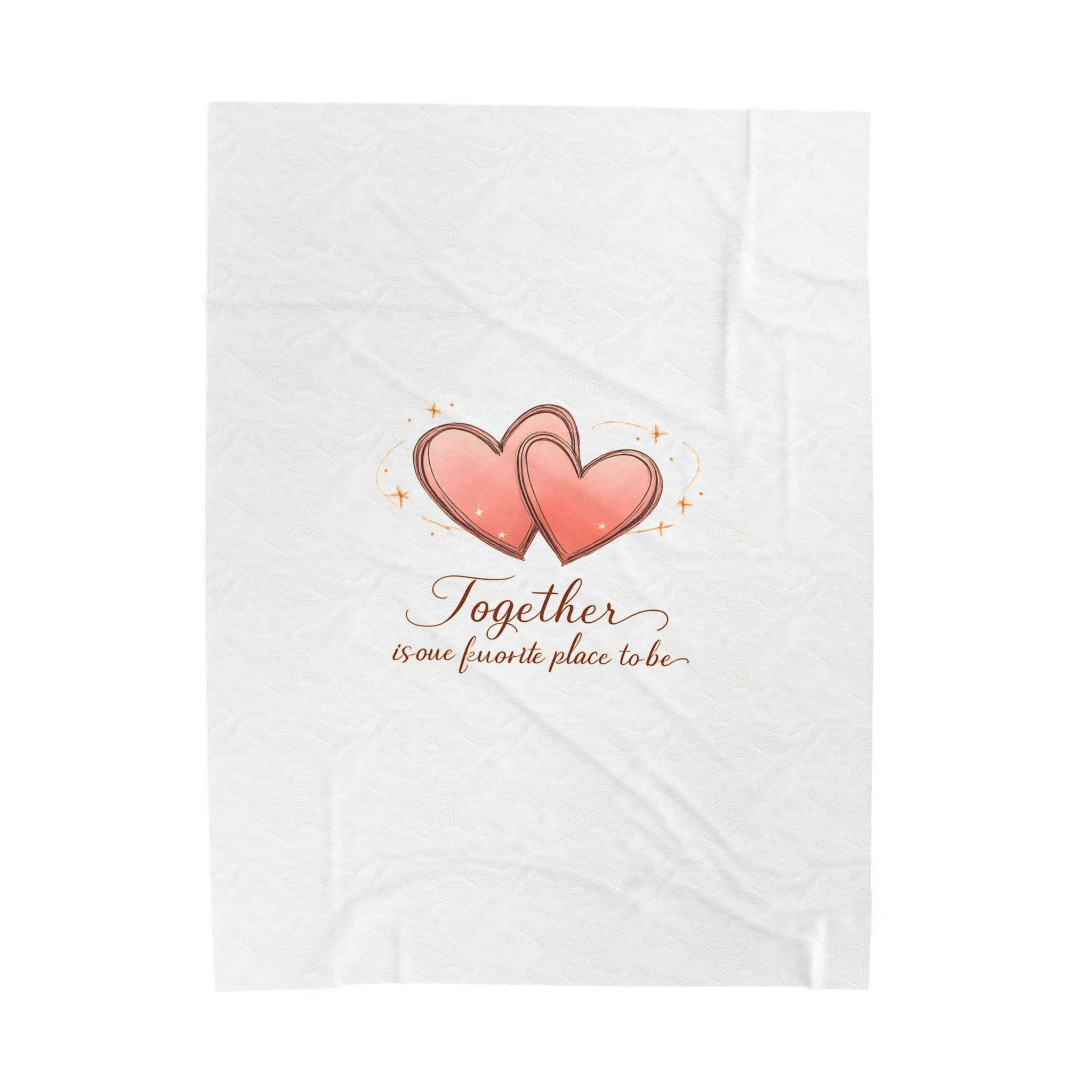 Together heart illustration Velveteen Plush Blanket | cozy couple, date night at home