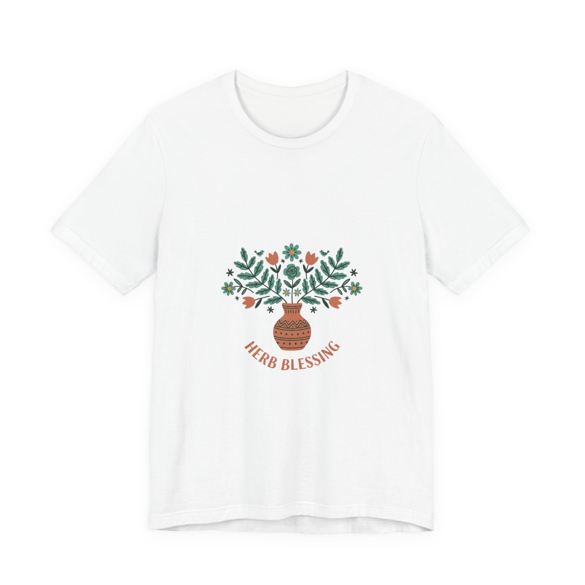 Herb Blessing Tee | Hand-Drawn Folk Botanical, embroidery style design