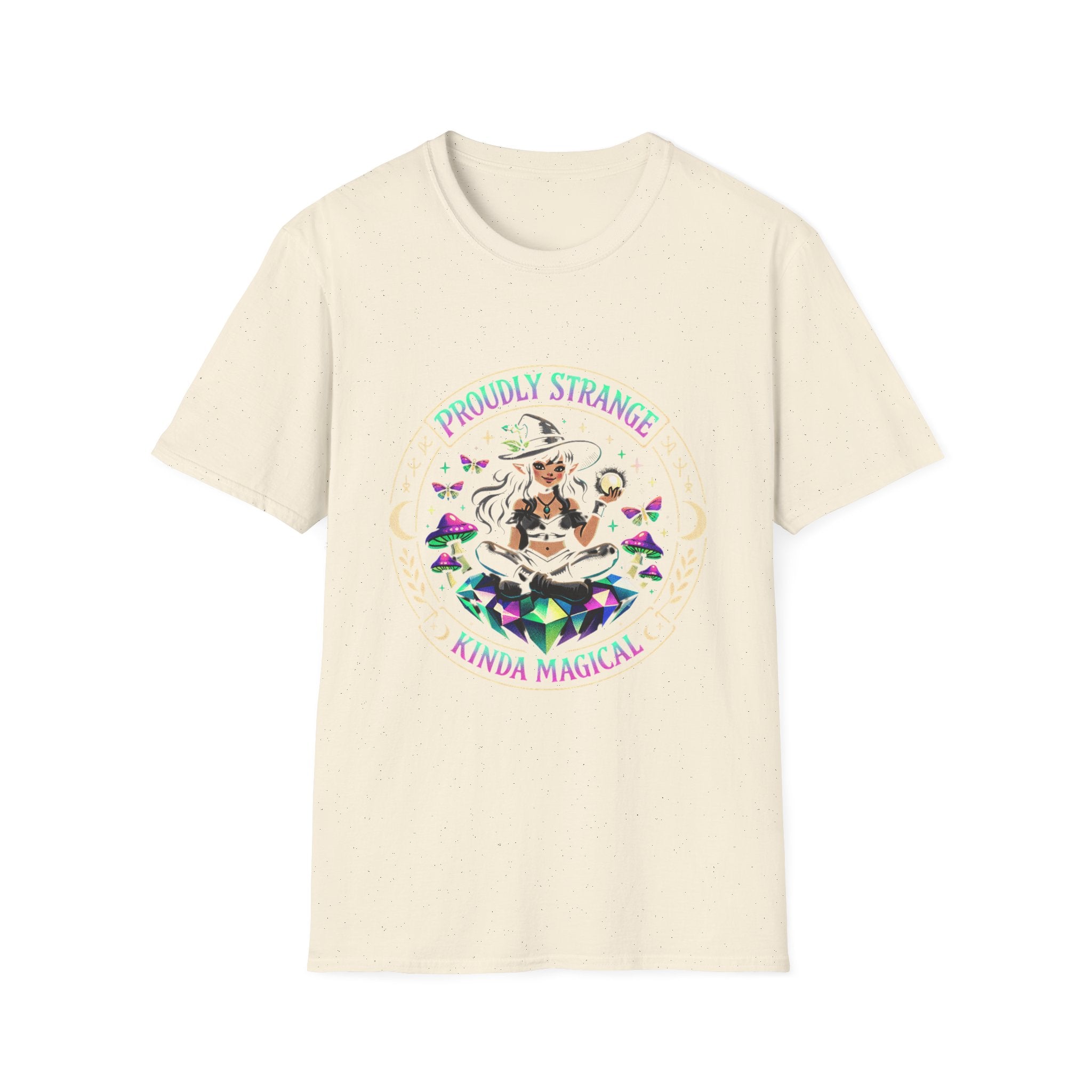 Proudly Strange Kinda Magical Witch Graphic T-Shirt | Crystal Witch Design