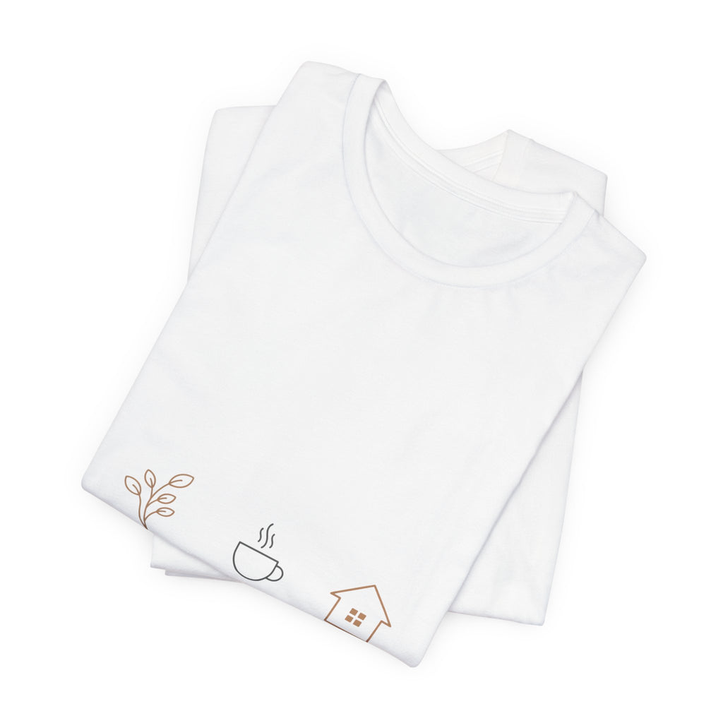 Plant Coffee Home minimal one-line art T-Shirt | single continuous line illustration, Scandi line art